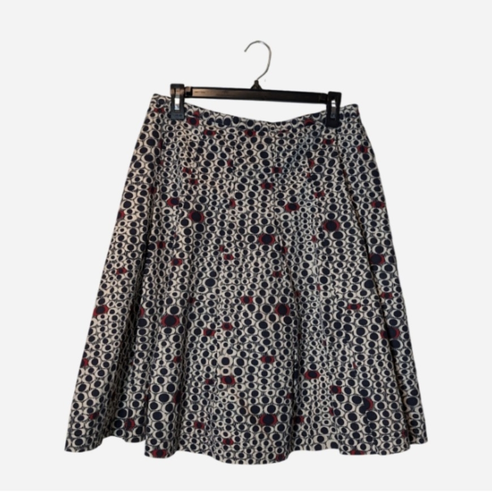 Pre-owned Liz Claiborne Navy and Red Circle Pattern A-Line Skirt⁸ - Picture 2 of 4